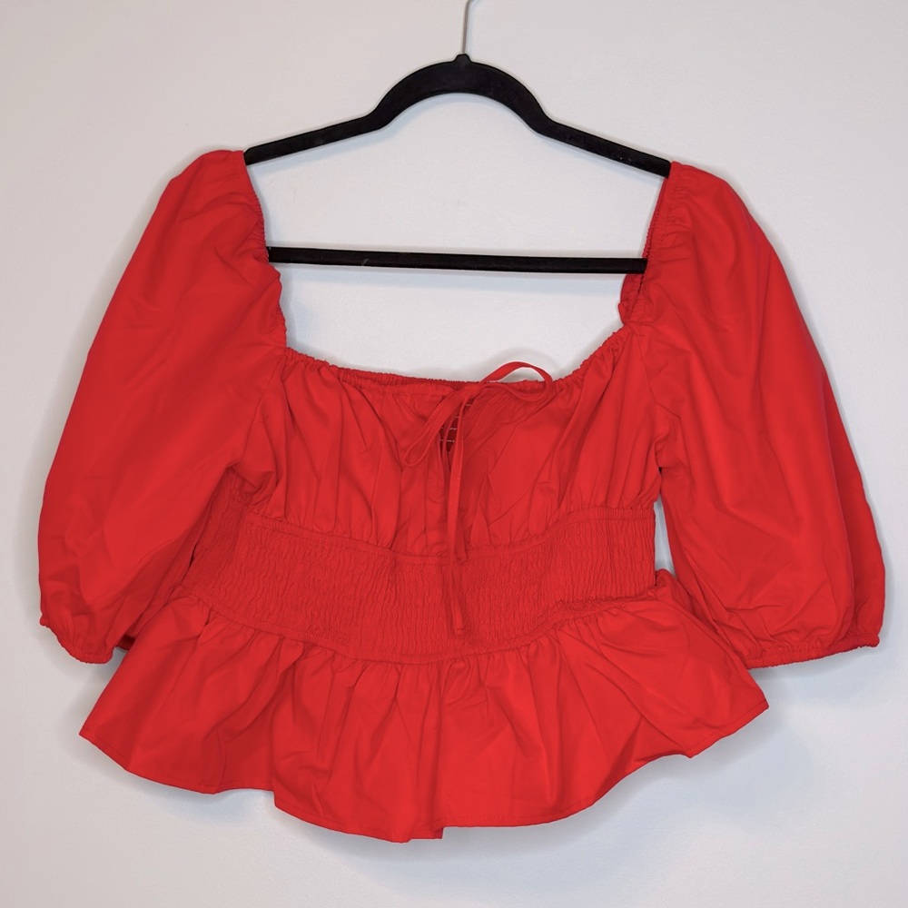 Xl puff sleeve crop blouse